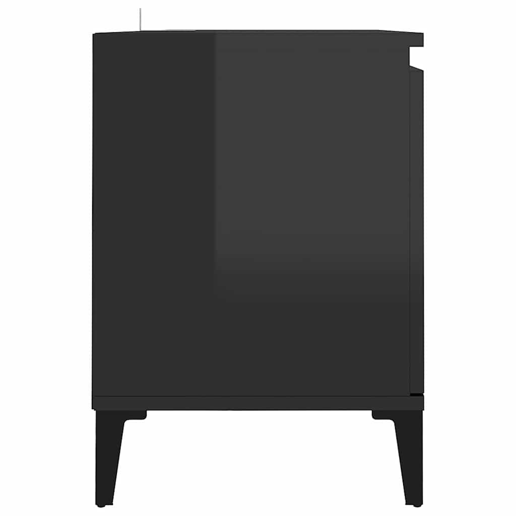 TV Cabinet with Metal Legs High Gloss Black 103.5x35x50 cm