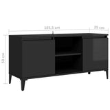 TV Cabinet with Metal Legs High Gloss Black 103.5x35x50 cm