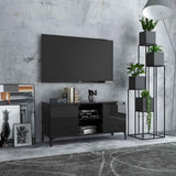 TV Cabinet with Metal Legs High Gloss Black 103.5x35x50 cm