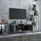 TV Cabinet with Metal Legs High Gloss Grey 103.5x35x50 cm - Side View