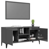 TV Cabinet with Metal Legs High Gloss Grey 103.5x35x50 cm - Top-Down View