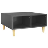 Coffee Table High Gloss Grey 60x60x30 cm Engineered Wood - Front View