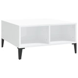 Coffee Table High Gloss White 60x60x30 cm Engineered Wood - Front View