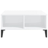 Coffee Table High Gloss White 60x60x30 cm Engineered Wood - Side View
