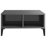 Coffee Table High Gloss Grey 60x60x30 cm Engineered Wood - Side View