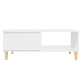 Coffee Table White 90x60x35 cm Engineered Wood - 45-Degree Angle