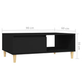 Coffee Table Black 90x60x35 cm Engineered Wood - Low Angle