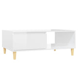 Coffee Table High Gloss White 90x60x35 cm Engineered Wood - Front View