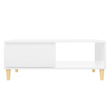 Coffee Table High Gloss White 90x60x35 cm Engineered Wood - Rear View