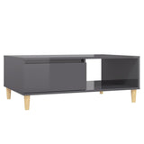 Coffee Table High Gloss Grey 90x60x35 cm Engineered Wood - Front View
