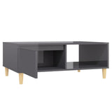 Coffee Table High Gloss Grey 90x60x35 cm Engineered Wood - 45-Degree Angle