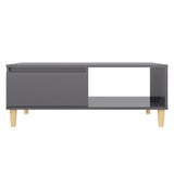 Coffee Table High Gloss Grey 90x60x35 cm Engineered Wood - Rear View