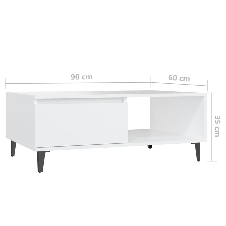 Coffee Table White 90x60x35 cm Engineered Wood