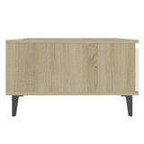 Coffee Table White and Sonoma Oak 90x60x35 cm Engineered Wood - Close-Up Angle
