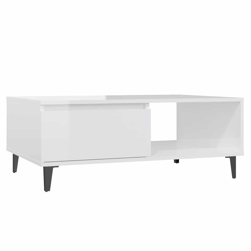 Coffee Table High Gloss White 90x60x35 cm Engineered Wood