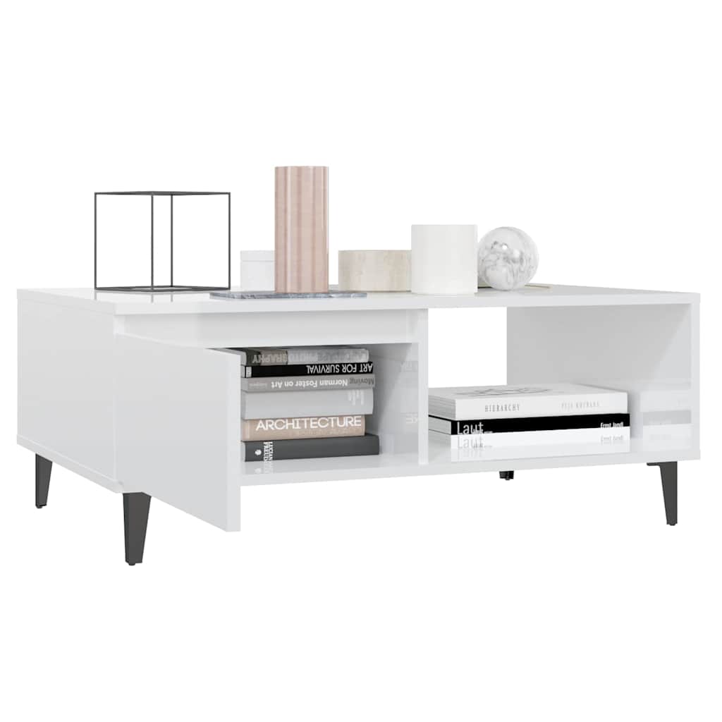 Coffee Table High Gloss White 90x60x35 cm Engineered Wood