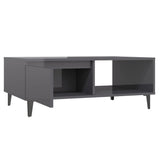 Coffee Table High Gloss Grey 90x60x35 cm Engineered Wood - 45-Degree Angle