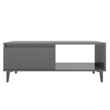 Coffee Table High Gloss Grey 90x60x35 cm Engineered Wood - Rear View