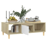 Coffee Table White and Sonoma Oak 103.5x60x35 cm Engineered Wood - Top-Down View