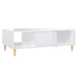 Coffee Table High Gloss White 103.5x60x35 cm Engineered Wood - Front View