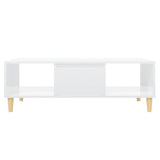 Coffee Table High Gloss White 103.5x60x35 cm Engineered Wood - 45-Degree Angle