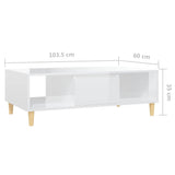 Coffee Table High Gloss White 103.5x60x35 cm Engineered Wood - Extra Image