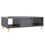 Coffee Table High Gloss Grey 103.5x60x35 cm Engineered Wood - Front View