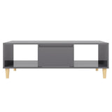 Coffee Table High Gloss Grey 103.5x60x35 cm Engineered Wood - 45-Degree Angle