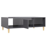 Coffee Table High Gloss Grey 103.5x60x35 cm Engineered Wood - Close-Up Angle