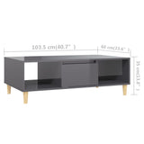 Coffee Table High Gloss Grey 103.5x60x35 cm Engineered Wood - Extra Image