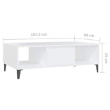 Coffee Table White 103.5x60x35 cm Engineered Wood - Extra Image