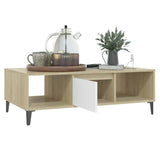 Coffee Table White and Sonoma Oak 103.5x60x35 cm Engineered Wood - Top-Down View