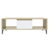 Coffee Table White and Sonoma Oak 103.5x60x35 cm Engineered Wood