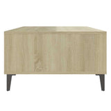 Coffee Table White and Sonoma Oak 103.5x60x35 cm Engineered Wood - Rear View
