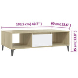 Coffee Table White and Sonoma Oak 103.5x60x35 cm Engineered Wood
