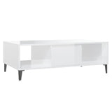 Coffee Table High Gloss White 103.5x60x35 cm Engineered Wood - Front View