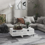 Coffee Table High Gloss White 103.5x60x35 cm Engineered Wood - Side View