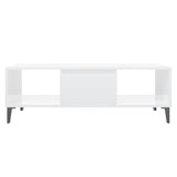 Coffee Table High Gloss White 103.5x60x35 cm Engineered Wood - 45-Degree Angle