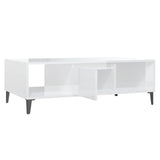 Coffee Table High Gloss White 103.5x60x35 cm Engineered Wood - Close-Up Angle