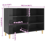 Sideboard High Gloss Black 103.5x35x70 cm Engineered Wood - Rear View