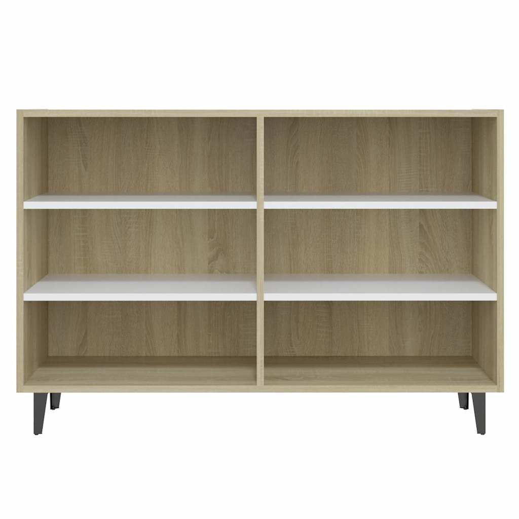 Sideboard White and Sonoma Oak 103.5x35x70 cm Engineered Wood