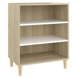 Sideboard White and Sonoma Oak 57x35x70 cm Engineered Wood - Front View