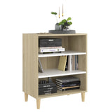 Sideboard White and Sonoma Oak 57x35x70 cm Engineered Wood - Side View