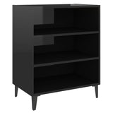 Sideboard High Gloss Black 57x35x70 cm Engineered Wood - Front View