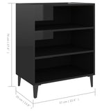 Sideboard High Gloss Black 57x35x70 cm Engineered Wood - Rear View