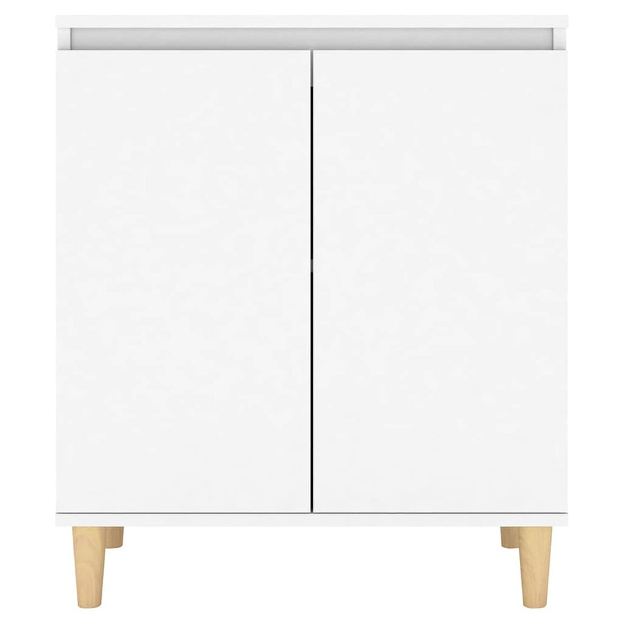 Sideboard with Solid Wood Legs White 60x35x70cm Engineered Wood