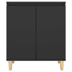 Sideboard with Solid Wood Legs Black 60x35x70 cm Engineered Wood