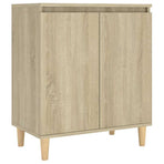 Sideboard with Solid Wood Legs Sonoma Oak 60x35x70 cm