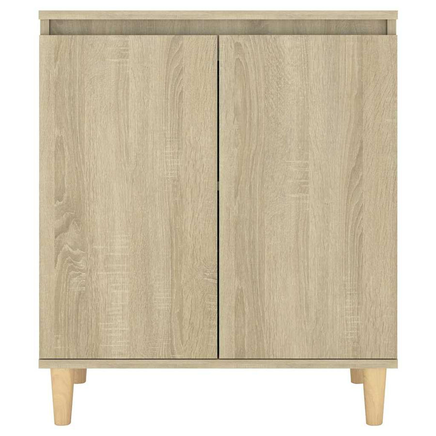 Sideboard with Solid Wood Legs Sonoma Oak 60x35x70 cm