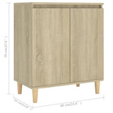 Sideboard with Solid Wood Legs Sonoma Oak 60x35x70 cm Engineered Wood - Low Angle